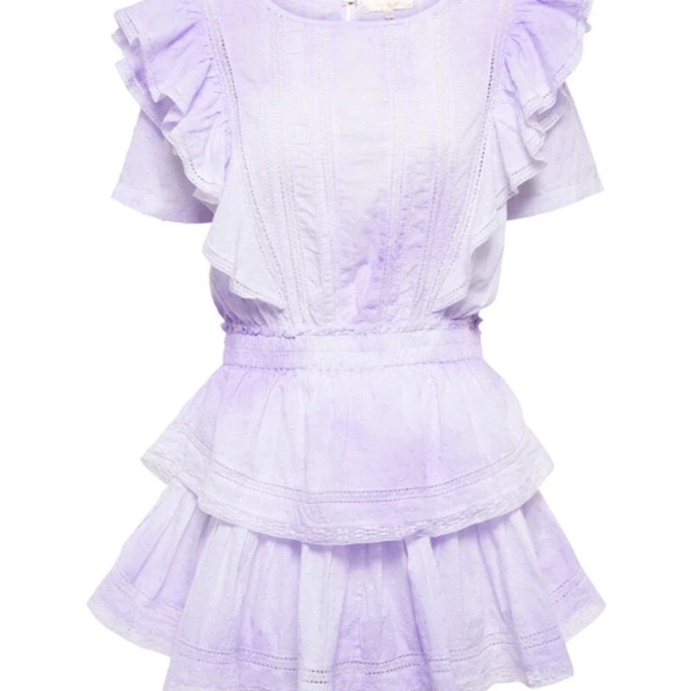 LoveShackFancy Natasha Ruffled Sleeve Tie Dye Mini Dress
